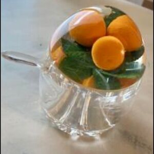 MCM Kitsch Lucite Acrylic conserve jam sugar pot and spoon oranges 1960's Retro